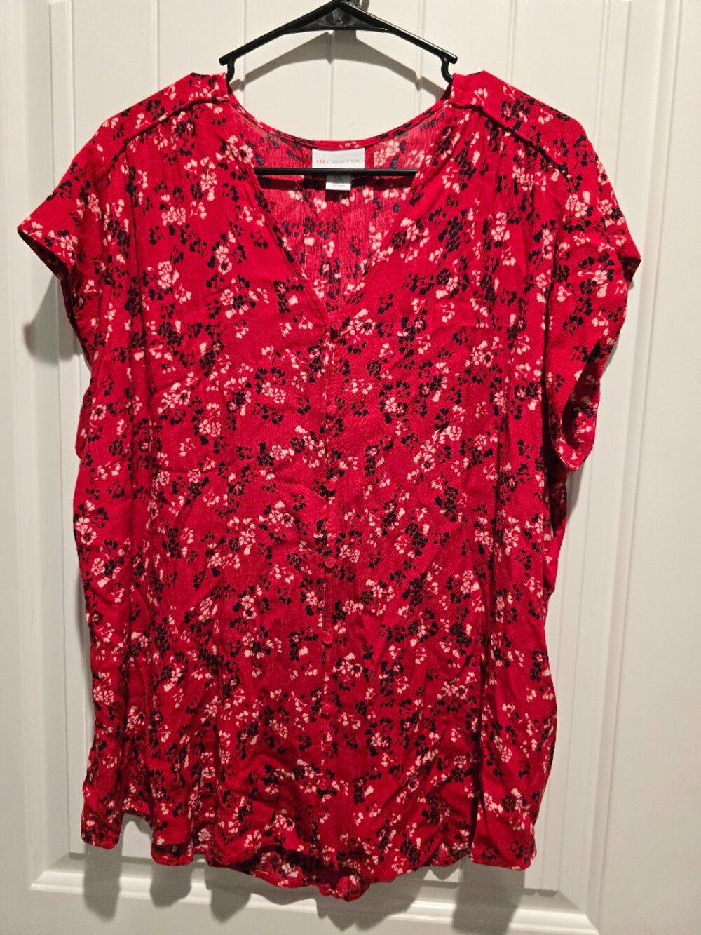 Liz Claiborne Blouse Button Front Flutter/Cap Sleeve XXL